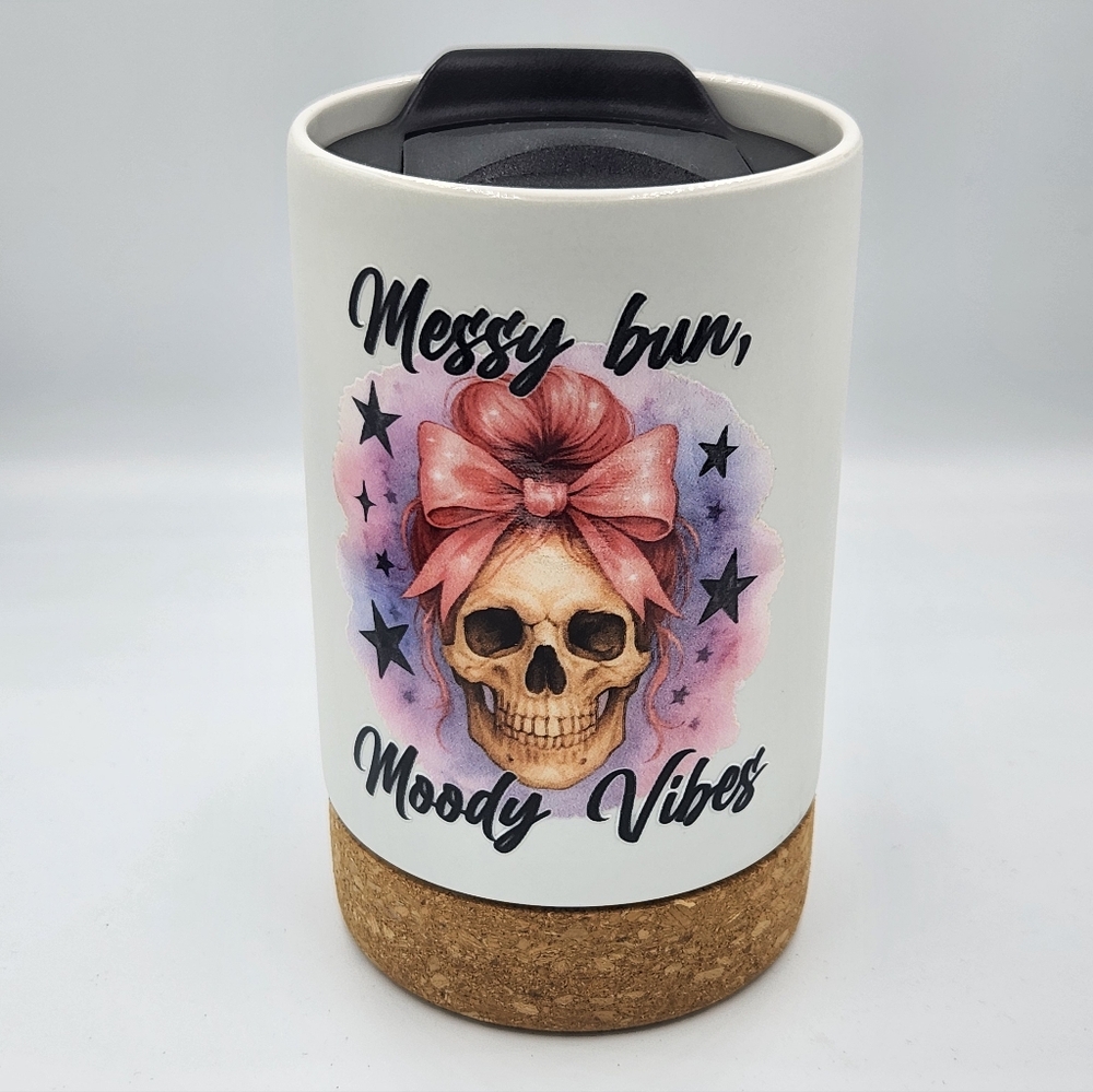 Messy Bun Ceramic Mug With Lid